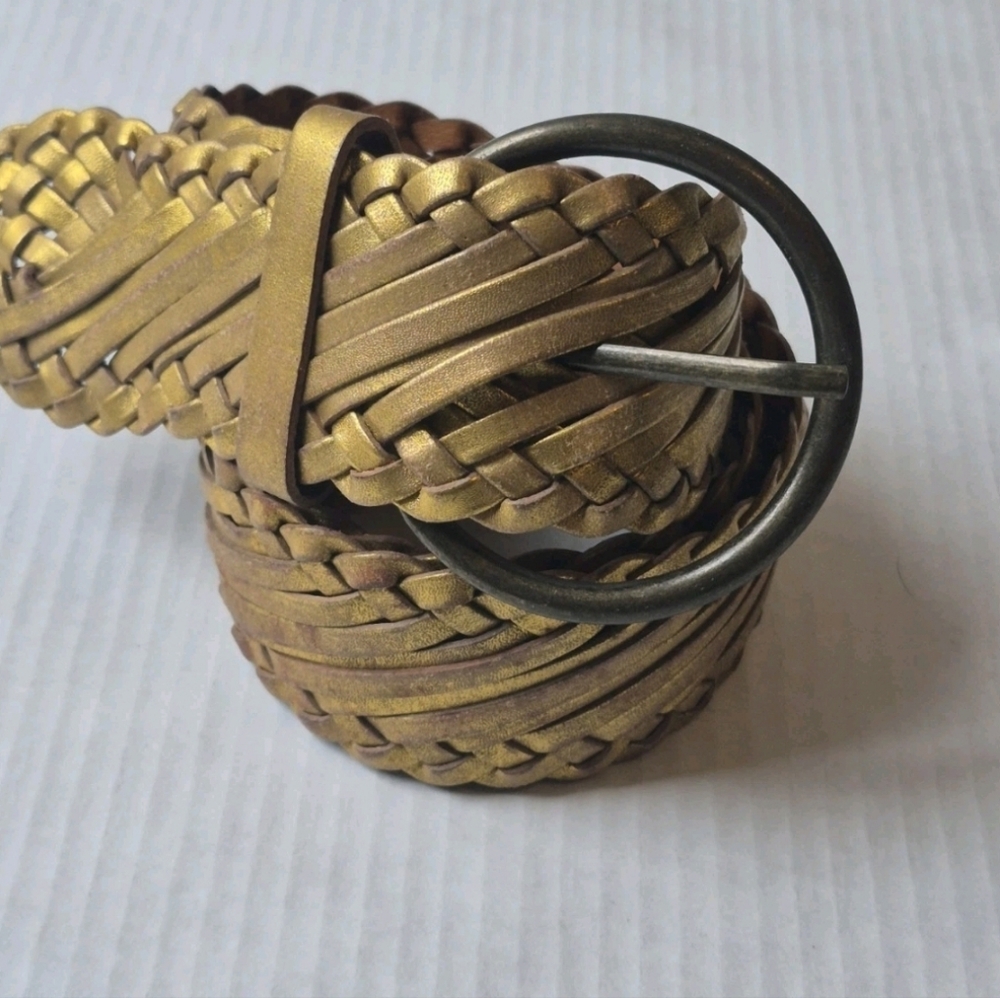 B-Low The Belt Goldtone Metallic Braided Belt Women's Sz M Classic Y2K  Trendy